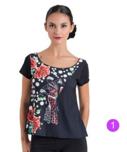 Camiseta Flamenco Happy Dance con escote abierto