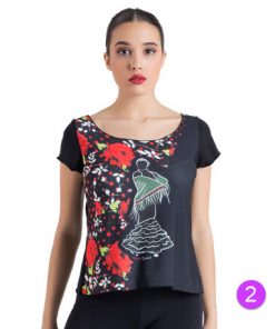 Camiseta Flamenco Happy Dance con escote abierto