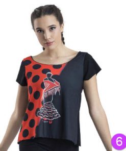 Camiseta Flamenco Happy Dance con escote abierto