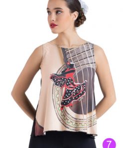 Camiseta Flamenco Happy Dance con escote abierto