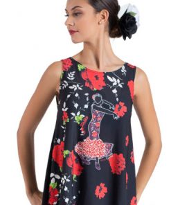 Camiseta Flamenco Happy Dance con escote abierto