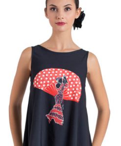 Camiseta Flamenco Happy Dance con escote abierto