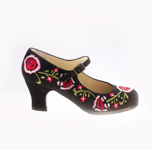 Zapatos de mujer stilettos tacon 8 cm en tejido fantasia y piel