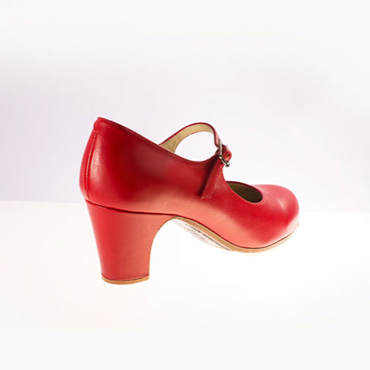 Zapato flamenco profesional con tacón de carrete de 6 cm y dos correas