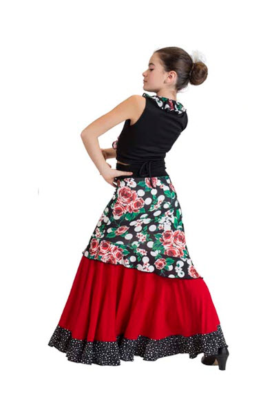 Partilandia Falda Baile Flamenco Adulto Volante Rojo 
