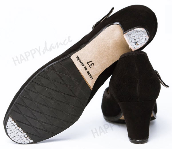 Zapato de Baile Flamenco Semiprofesional Piel Negro Cosido