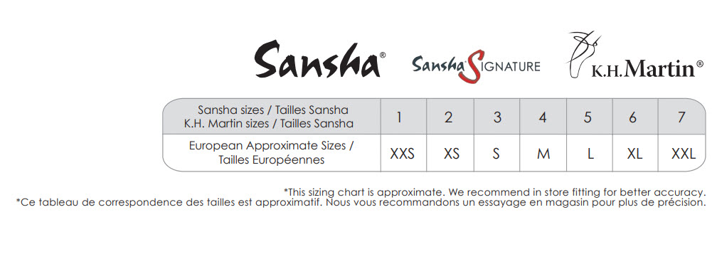 tablas de tallas sansha signature