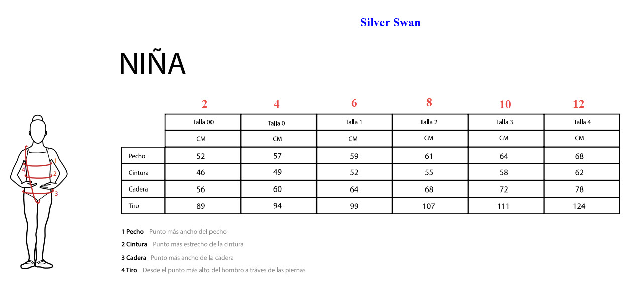 tablas de tallas niña Silver Swan