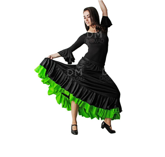 Falda de baile flamenco con dos volantes