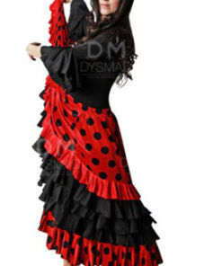 Falda Flamenco Lunares con Volantes en Liso Adulto