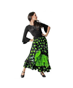 Falda Flamenco Lunares con Volantes en Liso Adulto