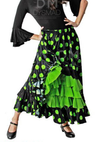 Falda Flamenco Lunares con Volantes en Liso Adulto