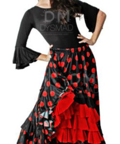 Falda Flamenco Lunares con Volantes en Liso Adulto