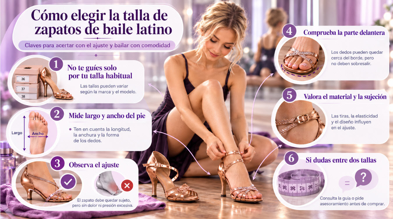 como elegir la talla de zapatos de baile latino